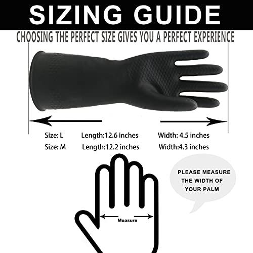 Uxglove Chemical Resistant Gloves, Work Heavy Duty Industrial Rubber Gloves,12.2",Black 1 Pair #TOP1