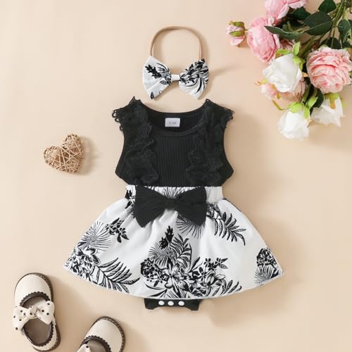Betadog Baby Girls Ruffle Lace Backless Baby Girls Sleeveless Lace Triangle Dress Baby Flower Bow Dress Headband2