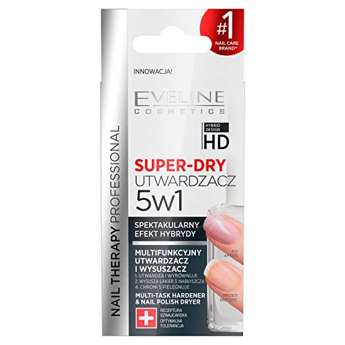 Eveline Cosmetics Super-dry 5-en-1 Durcisseur et Sécheur Multifonctionnel, Filtre UV, Huile d'Amande Douce