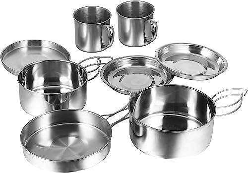 Conjunto de Utensílios de Cozinha para Camping e Pesca em Aço Inoxidável com 8 Peças - Pegadores