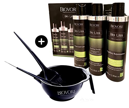 Biovore Professional Bio Liss Keratin Hair Treatment kit 10.6 oz - 300 ml | Smoothing brazilian keratin treatment for sloons| Silky Smooth Hair Rejuvenation with Natural Ingredients