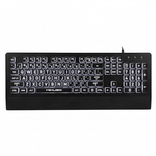 Large Print Backlit Keyboard - High Visibility Big Letter Keyboard