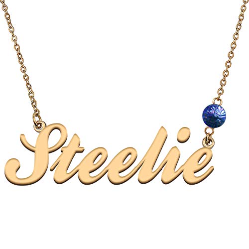 HUAN XUN Custom Choker Birthstone Steelie Name Necklace Best