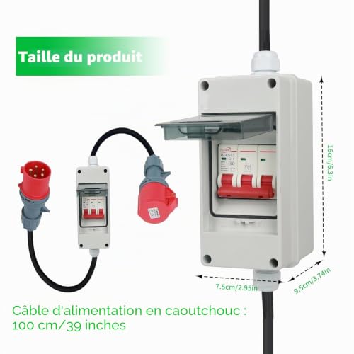 Lomhyve Cordon Adaptateur 32A,Adaptateur CEE 32A vers 16A Apporter Câble d'alimentation Caoutchouc,CEE Câble de Rallonge (1M) Rallonge Exterieure étanche Prise, Adaptateur pour Caravane,Camping Car – vue 2