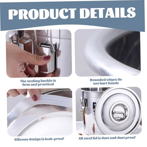 DAGLLGEW Stainless Steel Food Storage Containers 6L Large Capacity Bucket with Airtight Lid Storage Food for Flour Grain Coffee Bean Rice - Image 3