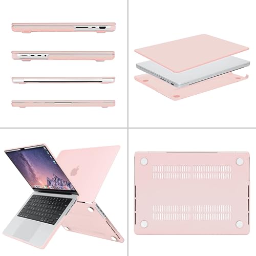 Image of MOSISO Compatible with MacBook Pro 14 inch Case 2025 2024 2023 2022 2021 M5 M4 M3 M2 M1 A3434 A3112 A3185 A3401 A2918 A2992 A2779 A2442, Hard Shell&Keyboard Cover&Screen Film&Pouch,Chalk Pink