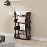 Furinno Turn-N-Tube 4-Tier Black Storage Shelves with Side Panels, Book Shelf, Display Shelf, for Organization and Storage, Living Room, Home Office, Black Walnut