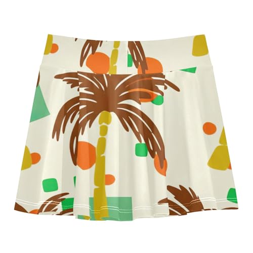 Joisal Girls Skorts Athletic Shorts Brown Palm Trees Tennis Skirts for Kids Dance Golf Flowy Skort 3t2