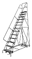 Tri-Arc KDED113246 13-Step All-Directional Steel Rolling Industrial & Warehouse Ladder with Perforated Tread, 24-Inch Wide Steps