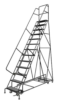 Tri-Arc KDED113246 13-Step All-Directional Steel Rolling Industrial & Warehouse Ladder with Perforated Tread, 24-Inch Wide Steps