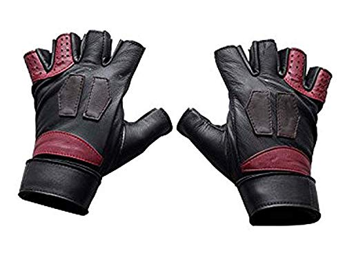Image of Mens Guardians Superhero Distressed Maroon Star Cosplay Costume Leather Biker Jacket