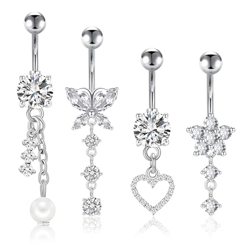 DMNQ Piercing Ombligo Titanio y Acero Quirúrgico - 4 Pcs Anillo