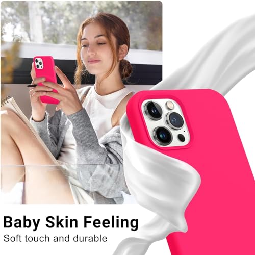 Image of Back Cover for iPhone 13 Pro Case,[Military Shockproof Protection] Liquid Silicone Case with [Soft Anti-Scratch Microfiber Lining for iPhone 13 Pro (Hot Pink)