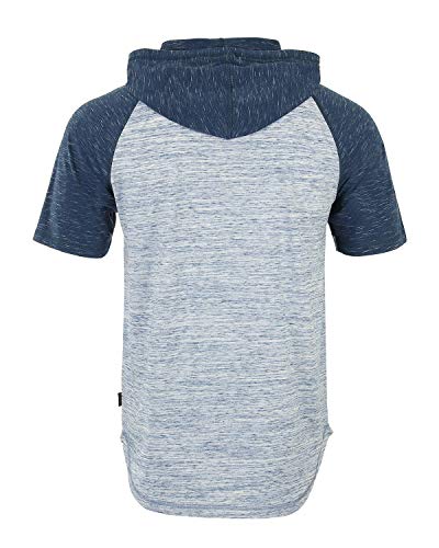 ZIMEGO Mens Short Sleeve Hoodie - Color Block Hooded Pullover Sweatshirt,3