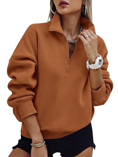 PRETTYGARDEN Womens Half Zip Oversized Sweatshirts Fleece Hoodies 2025 Trendy Long Sleeve Pullover Tops Y2k Fall Outfits