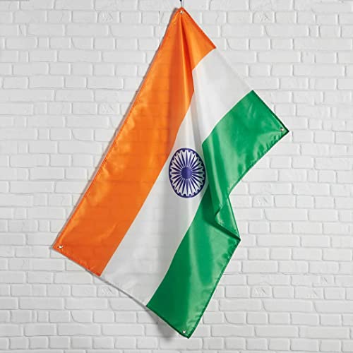 Runesol India National Flag 3x5, 91x152cm, Indian Tricolour, Ashoka Chakra, Holi, 4 Grommets, Brass Eyelet in Every Corner - Image 2