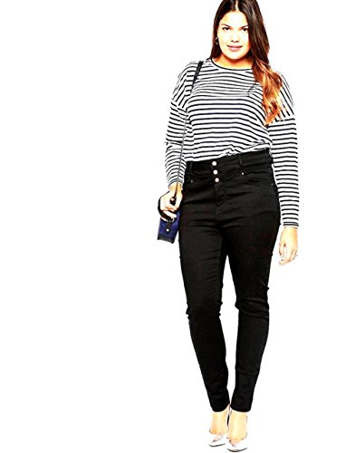 Jully Womens Plus Size High Waisted Blue/Black Stretch Skinny Denim Jeans Pants (16, Black) #TOP4