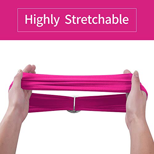 Peomeise 25pcs Fuchsia Spandex Chair Sashes with Buckle Slider for Wedding, Party Decoration