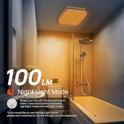 Consciot 50 CFM Bathroom Exhaust Fan with Light, Super Quiet 1.0 Sone, Suitable for mounting Hole 7.68 x 7.36 inches, 1000lm LED Light 5CCT Selectable & Nightlight, Bathroom Vent Fan for Ceiling by Consciot - Used condition - Image 5
