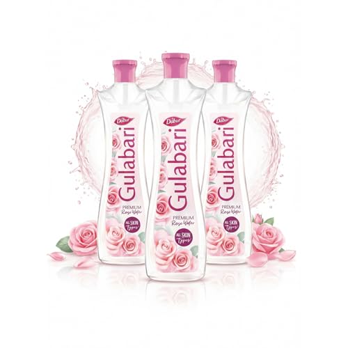 Dabur Gulabari Premium Rose Water - 400ml (Pack of 3) | With No Paraben | Cleanses, Hydrates & Moisturises Skin | Balances & Restores Skin's pH Levels | For All Skin Types