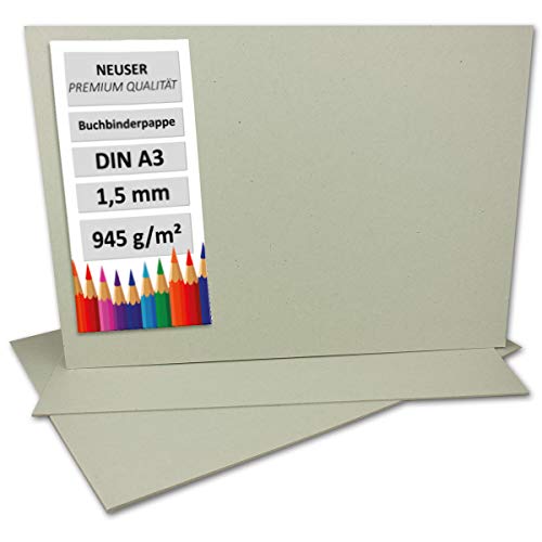 Tektura introligatorska A3/A4 - 1,5 mm - bardzo mocny karton 10 Stück DIN A3 Grau-Braun - 1,5 mm