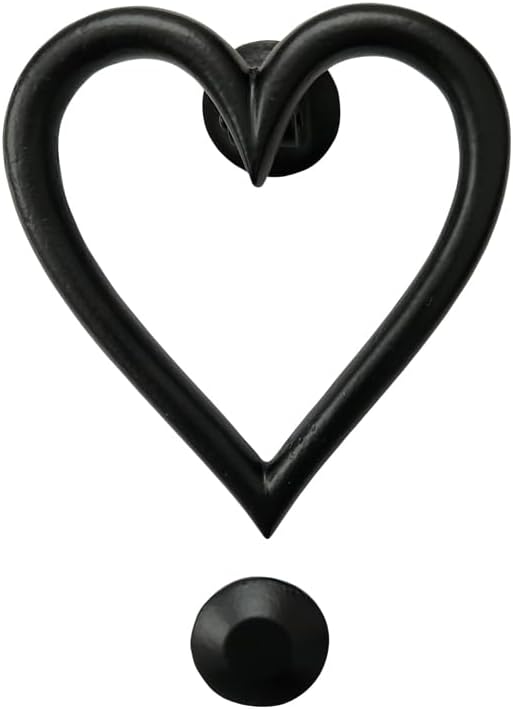 Adonai Hardware "Elimelech" Heart-Shaped Cast Iron Door Knocker (Black Powder Coated)
