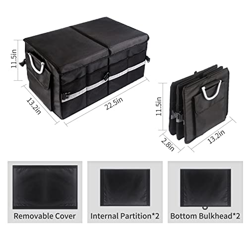 Car Trunk Organizer With Lid, Collapsible Cargo Storage Waterproof Durable, Car Organizer And Storage Foldable With Aluminium Alloy Handle Reflective Strip, Car Trunk Organizer For Sedan, Suv, Truck #TOP2