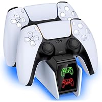 HELLCOOL PS5 Controller Charger - 2H Fast PS5 Charging Dock for Play-station Dual-sense & Edge Controller, Upgrade PS5 Charging Station with LED Charging Indicate/USB C Cable