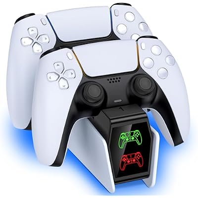 HELLCOOL PS5 Controller Charger - 2H Fast PS5 Charging Dock for Play-station Dual-sense & Edge Controller, Upgrade PS5 Charging Station with LED Charging Indicate/USB C Cable