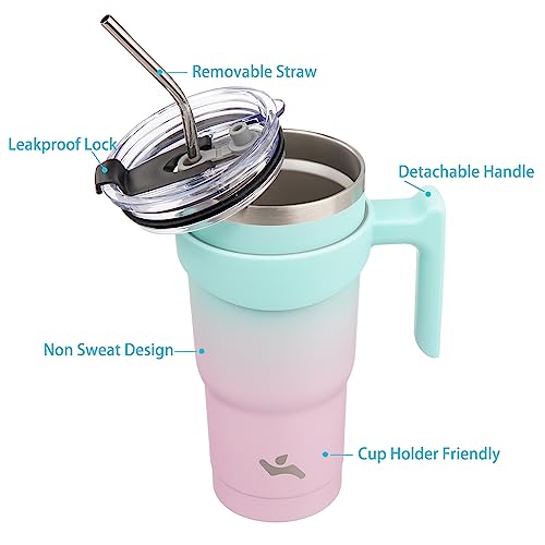 Image of Konokyo 20 oz Tumbler with Handle and Straw, Insulated Travel Mug