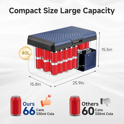 AAOBOSI Car Fridge 40L, IPX4 Waterproof Camping Fridge Freezer with APP Control, 12V/240V, -20°C to 20°C – Ideal for Campervan, Truck, Boat, Motorhome, Travel & Picnic - Image 2