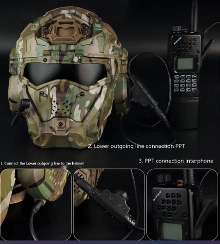 Airsoft Helmet, All-In-One Design Built-In Detachable Tactical Headset Anti-Fog Fan Shade Sliding Goggles,Paintball Cs Cosplay Helmet #TOP4