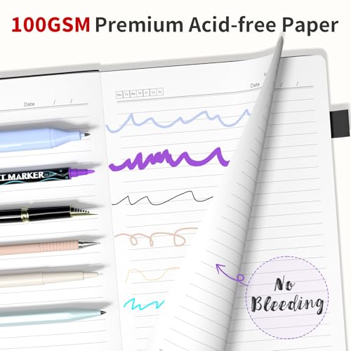 Umriox Notizbuch A5 Liniert,Hardcover Journal Notizblock mit Stift,100gsm 365 Seiten Dickes Tagebuch für Frauen und Männer für Schule, Arbeit, Zeichnen, 14.5 x 21cm-Rot