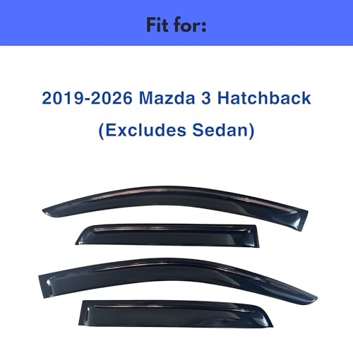 Image of IG Window Visors Fit for 2019-2024 Mazda 3 Hatchback, Out-Channel Rain Guards Vent Wind Deflectors 4PC, Car Accessories for 19-24 Mazda 3 Hatchback (Excludes Sedan)