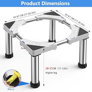 DEWEL Socle de réfrigérateur,hauteur réglable de 28 à 31 cm,convient aux lave-vaisselle,congélateurs,armoires et appareils stationnaires,noir (plage de réglage de la longueur : 45 à 67 cm).