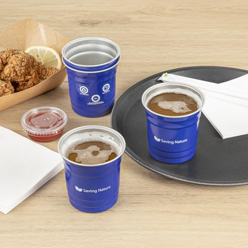 Restaurantware Aluminum Drinking Cups 100 Count 10 Ounce Blue Durable Reusable Drink Cup, Rolled Rim Tumbler Dishwasher-Safe Stackable Lightweight Chill Drinkware Finish by Restaurantware - Image 3
