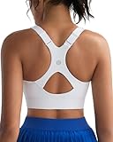 RUNNING GIRL White Sports Bras for Women,Adjustable Strappy Running High Support Sports Bra with Sewn in Pads(3182_White_XL)