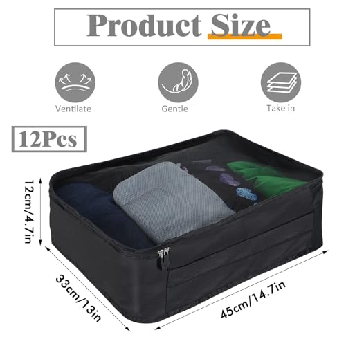 12 Pcs Packing Cubes for Suitcase Travel Luggage Bags Bulk Mesh Organizer Set for Hiking Camping Backpacking Clothes Accessories2