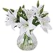 Produktbild MEIWO Künstliche Blumen, 5 Stück Real Touch Latex Künstliche Lilien Blumen in Vasen Hochzeit Sträuße/Home Dekor/Party/Graves Arrangement(Weiß)