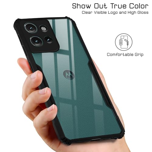 Image of Jkobi Back Cover Case for Motorola Moto Edge 50 (Shockproof with Polycarbonate Clear Panel | Professional Black)