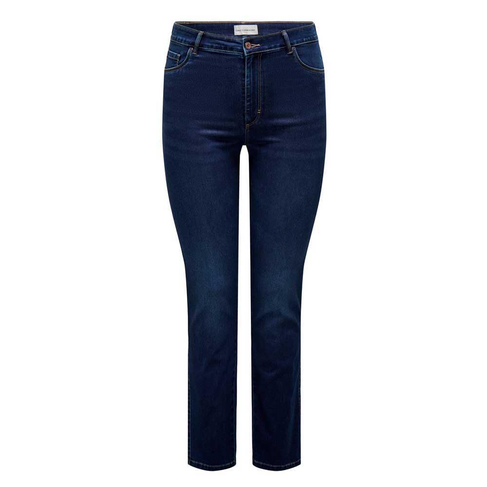 ONLY CARMAKOMA cropped skinny jeans CARWILLY met slijtage details dark denim