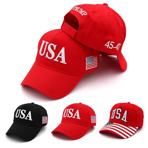 Sombrero de Trump 2024 MAGA 45 47, sombrero Make America Great Again con gorra de bandera de Estados Unidos, regalo para mujeres y hombres, Trump Hat-usa-red, talla única