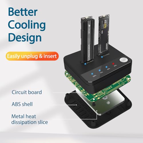 Duplicador M.2 NVME/SATA con estación dual y lector 10Gbps miniatura 3