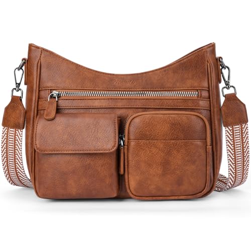 Image of Crossbody Bags for Women Trendy Vegan Leather Crossbody Purse Shoulder Handbags Multiple Pockets Hobo Bag Ladies