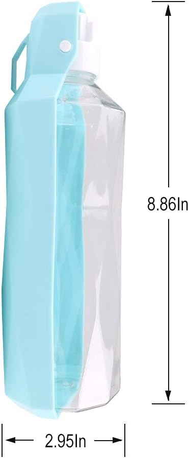 Dog Water Bottle for Walking Pets | Portable Lightweight Pet Hydration Travel Bottle for Dogs & Cats with Built-in Convenient Bowl Dispenser | Size 17oz | + Free Dog Poop Bag Roll & Cover.