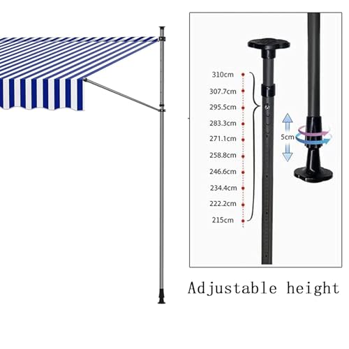 Toldo retráctil manual elimina el calor sofocante del balcón con lona de rayas ajustable 7