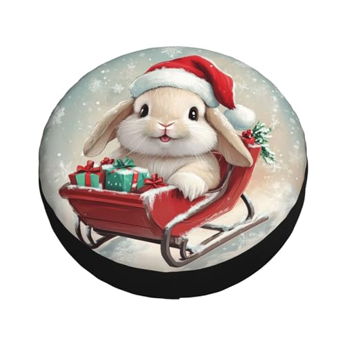 Image of Christmas Bunny Spare Tire Cover Winter Weatherproof Universal Wheel Protectors Christmas New Year Wheel Covers for Rv Camper Travel Trailer SUV Truck 17 Inch Holiday Xmas Decor