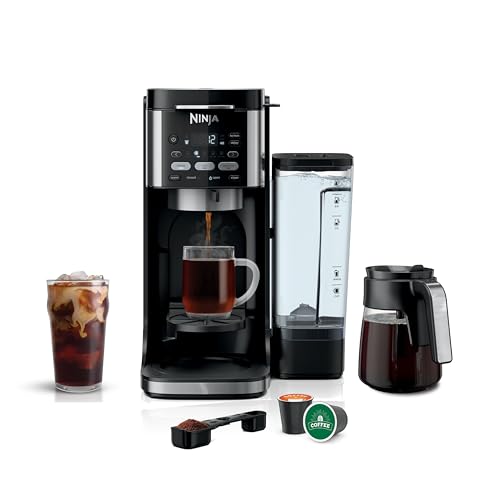 Ninja Drip Coffee Maker | DualBrew™ Pro Hot & Iced Coffee Machine, Single Serve to Carafe | Brew with Pods & Grounds, Compatible with K Cups | 3 Brew Styles, 60oz Removable Reservoir | Black, CFP101