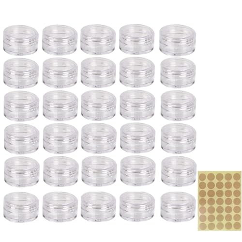 Petite Contenants Cosmétiques, 30 Pièces Mini Pots D'échantillons de Voyage Ronds Clairs Vides, pour Crème, Échantillons, Poudre, Baume à Lèvres