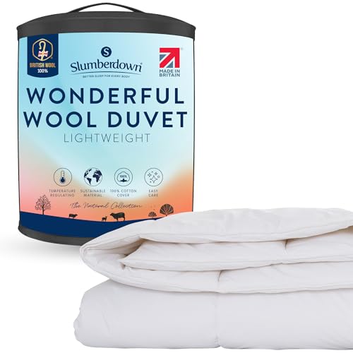 Slumberdown British Wool King Size Duvet 3-5 Tog Lightweight & Cooling Summer Quilt for Hot Sleepers | 100% British Wool Naturally Regulates Temperature Hypoallergenic & UK Made (225 x 220cm)